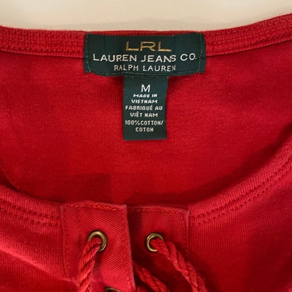 Rare Lauren Jeans Co. by Ralph Lauren Shirt M Lace Up Front - Picture 7 of 11